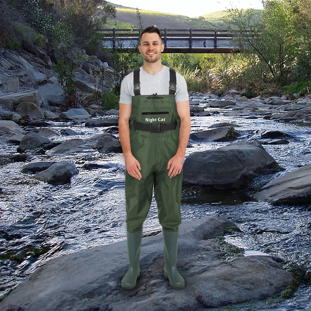 Lightweight Waterproof Breathable Fishing Waders PVC Rubber Chest Waders with Boots for Hunting and Diving