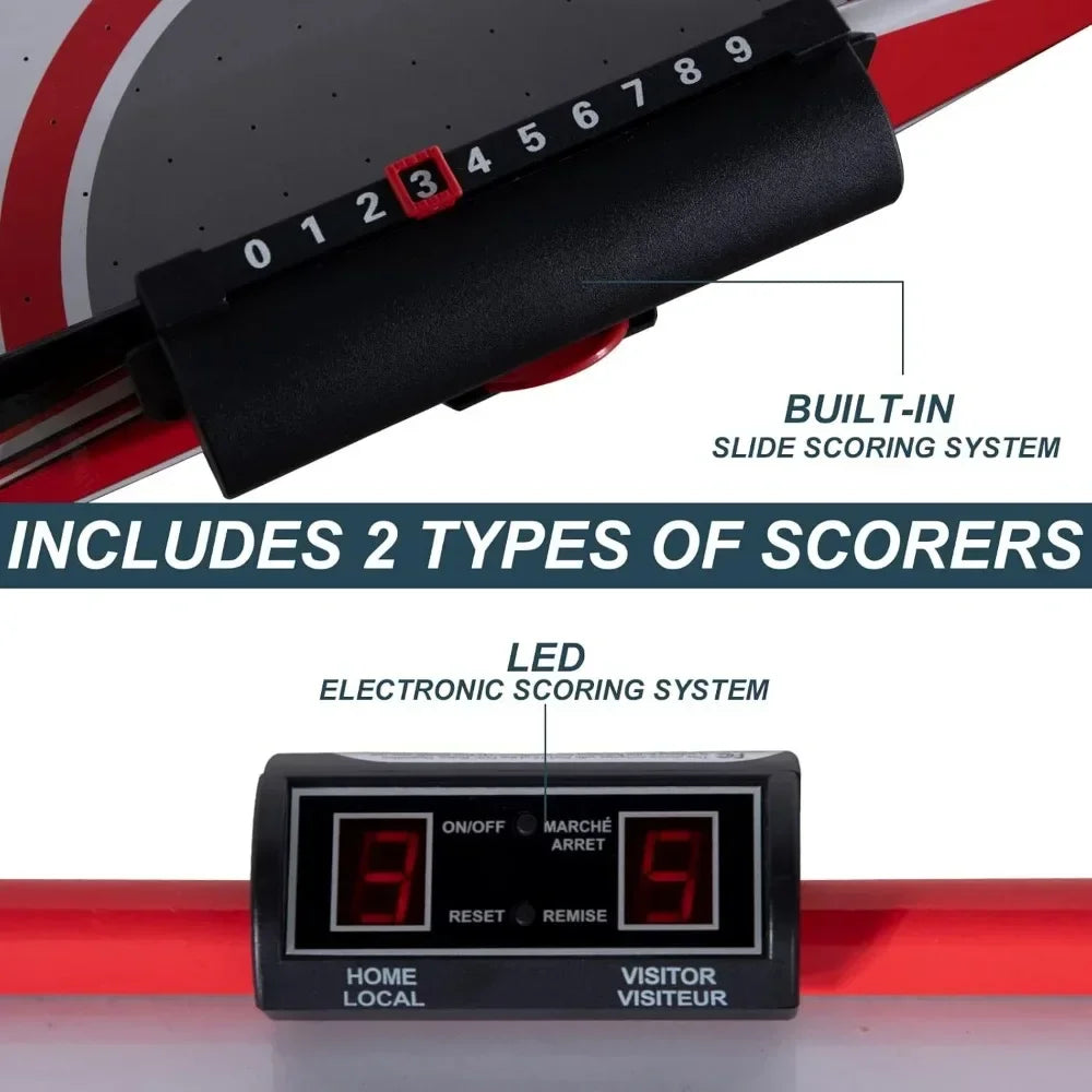 58 Inch Folding Air Hockey Table with LED Electronic Scoring and Powerful 12V Motor for 2 Players