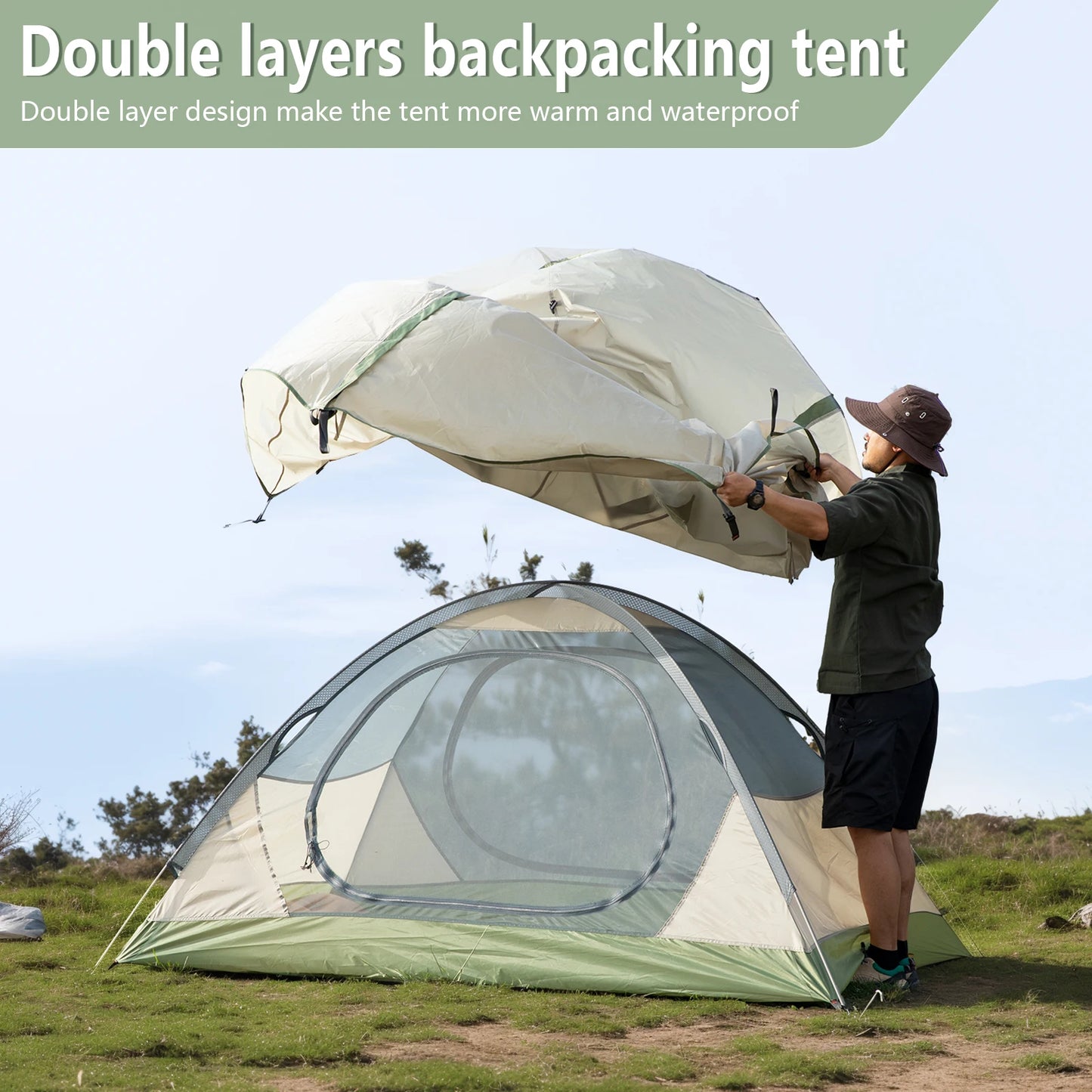 BISINNA Ultralight Camping Tent 2 Person Waterproof Easy Setup