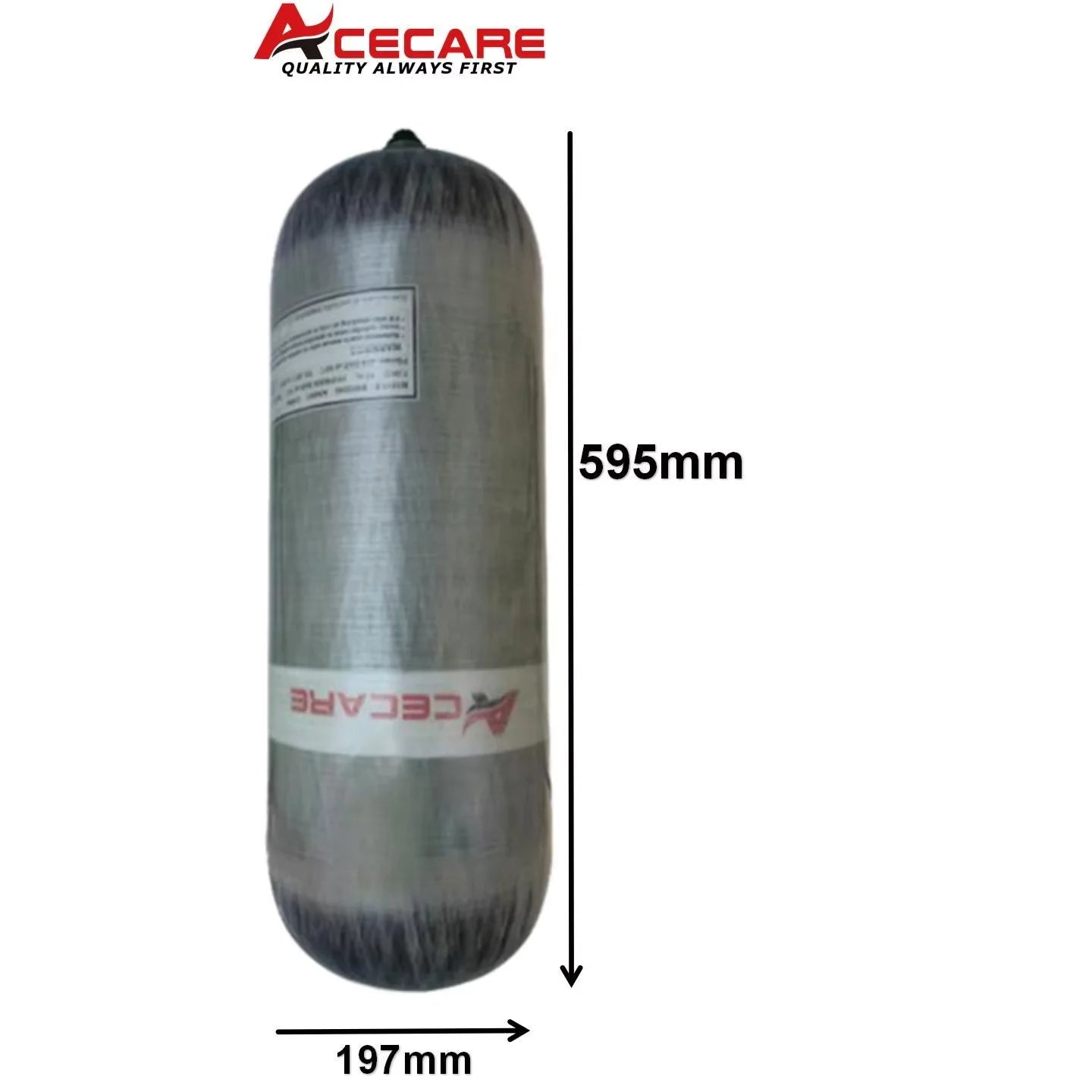 Acecare 4500Psi 300Bar 12L Carbon Fiber High Pressure Air Tank HPA Fill Station with Regulating Valve for Scuba Diving M18X1.5