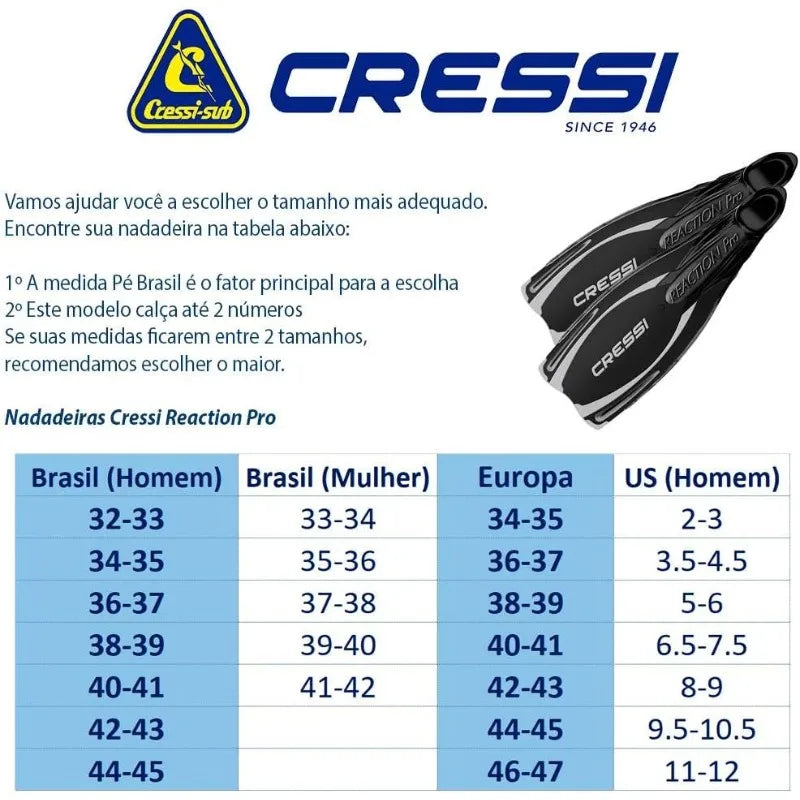 Cressi Adult Snorkeling and Scuba Diving Fins Powerful Full Foot Pocket Fins Reaction Pro Made in Italy US Size 5/6 UK Size 38/39