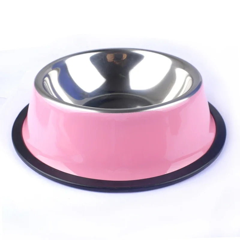 New Pet Dog Stainless Steel Bowls for Puppies and Cats Food and Water Dish Feeder Travel Non-slip Feeding Dishes Pet Supplies