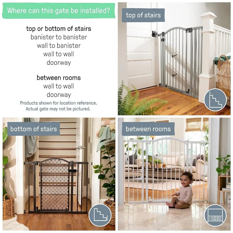 Multi-Use Decorative Extra Tall Safety Pet and Baby Gate, 28.5'-48' Wide, 36' Tall,Pressure or Hardware Mounted