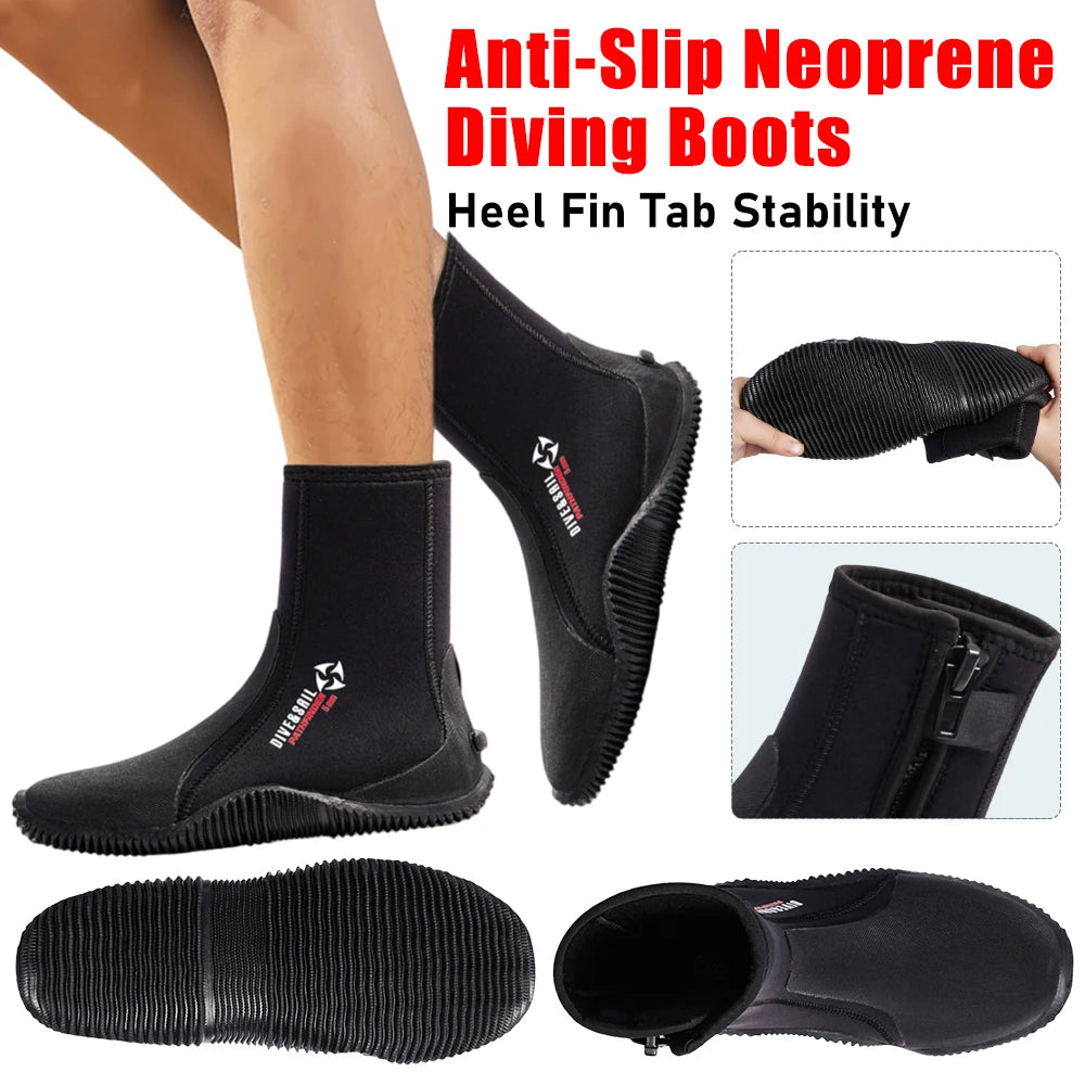 5MM Neoprene Diving Boots Non Slip Beach Water Boots Unisex Waterproof Snorkeling Fin Sock Wetsuit Water Shoes for Water Sports