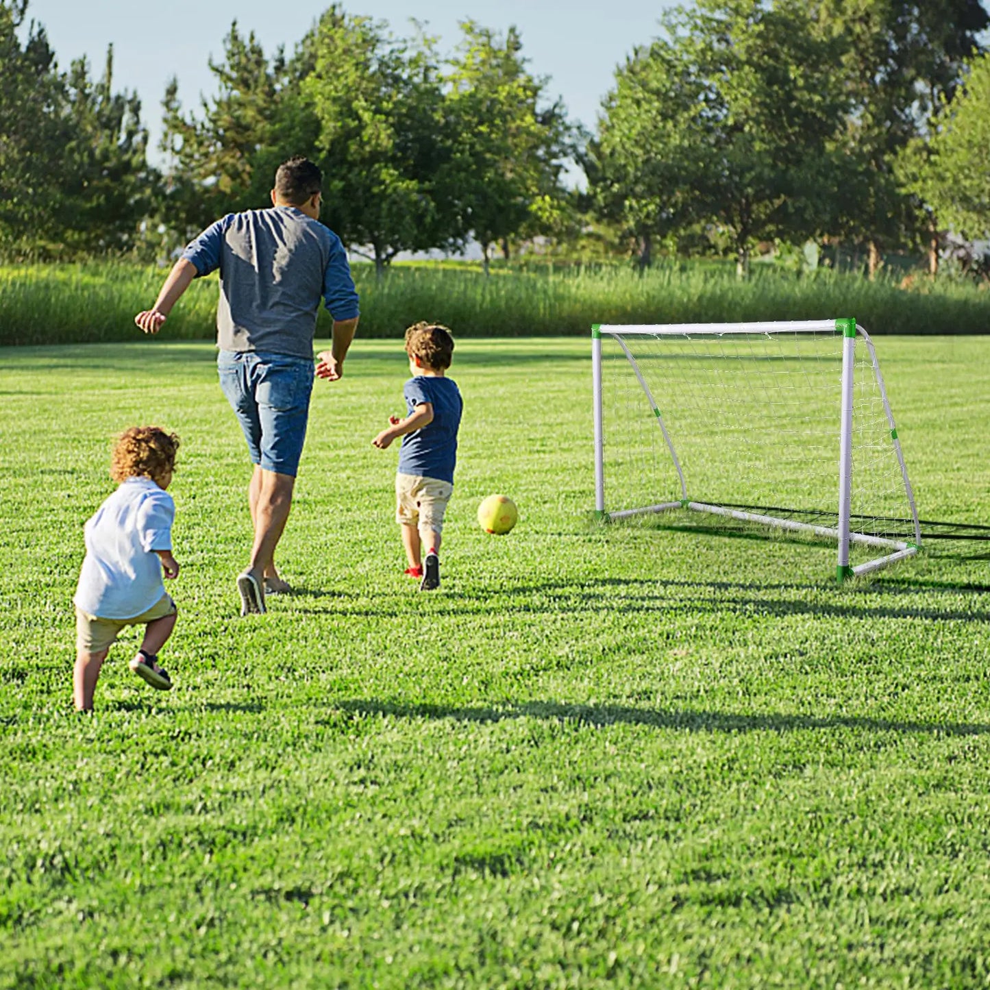 6x4 Feet Soccer Goal Training Set with Net Buckles and Ground Nails Ideal for Football Practice