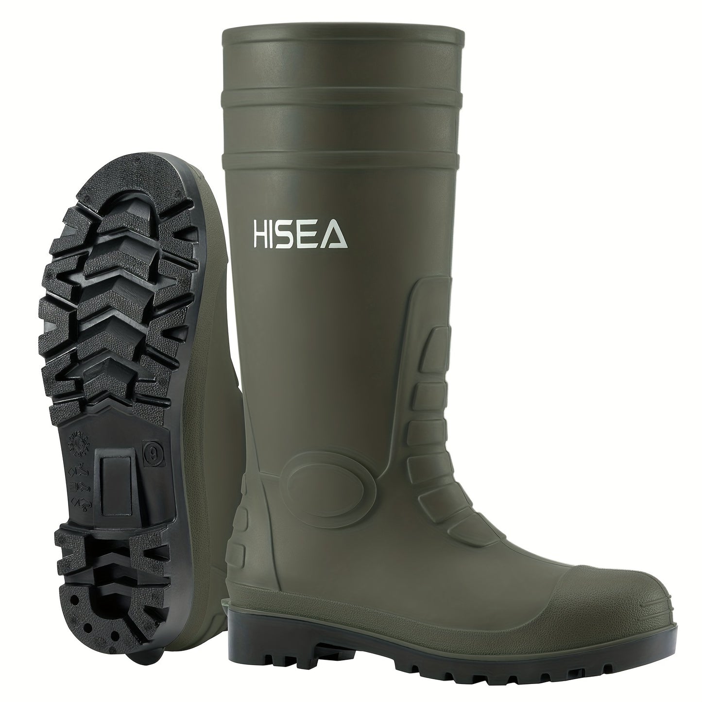 HISEA Men's Rain Boots With Steel Shank Waterproof Rubber