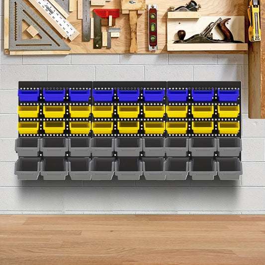 45pcs Bins Wall-Mounted Storage Rack System For Tools