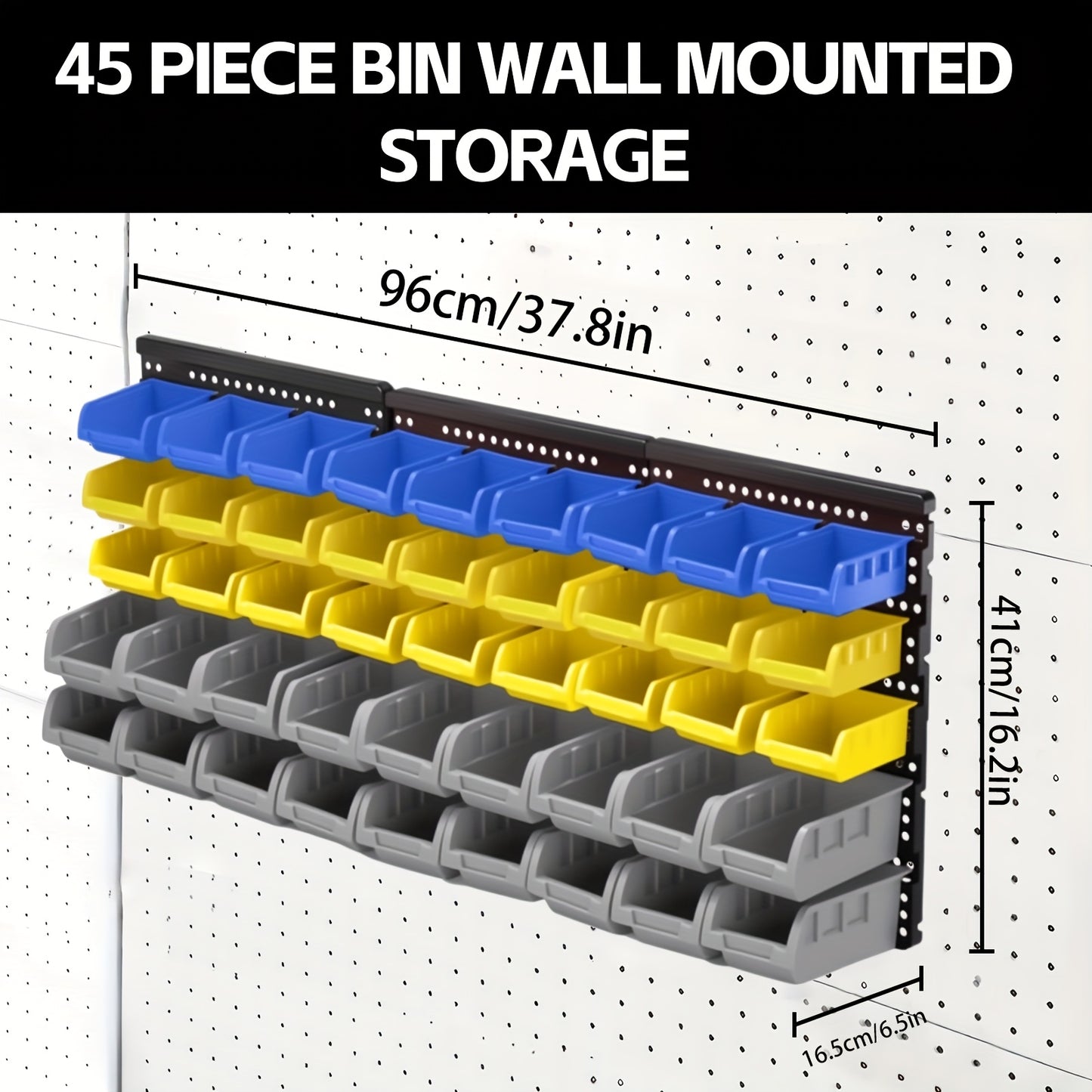 45pcs Bins Wall-Mounted Storage Rack System For Tools